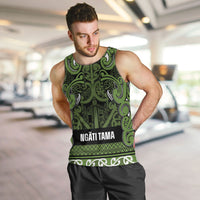 Aotearoa Iwi Ngāti Tama ki Taranaki Trust Men Tank Top Maori Wharenui House Tribal Pattern LT9 Lime - Polynesian Pride