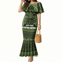 Aotearoa Iwi Ngāti Tama ki Taranaki Trust Mermaid Dress Maori Wharenui House Tribal Pattern
