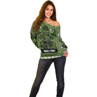 Aotearoa Iwi Ngāti Tama ki Taranaki Trust Off Shoulder Sweater Maori Wharenui House Tribal Pattern LT9 - Polynesian Pride
