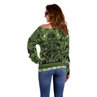 Aotearoa Iwi Ngāti Tama ki Taranaki Trust Off Shoulder Sweater Maori Wharenui House Tribal Pattern LT9 - Polynesian Pride