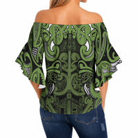 Aotearoa Iwi Ngāti Tama ki Taranaki Trust Off Shoulder Wrap Waist Top Maori Wharenui House Tribal Pattern LT9 - Polynesian Pride