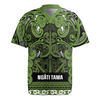 Aotearoa Iwi Ngāti Tama ki Taranaki Trust Rugby Jersey Maori Wharenui House Tribal Pattern LT9 Lime - Polynesian Pride