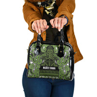 Aotearoa Iwi Ngāti Tama ki Taranaki Trust Shoulder Handbag Maori Wharenui House Tribal Pattern LT9 One Size Lime - Polynesian Pride