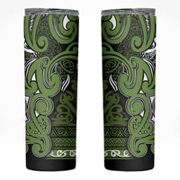 Aotearoa Iwi Ngāti Tama ki Taranaki Trust Skinny Tumbler Maori Wharenui House Tribal Pattern LT9 Lime - Polynesian Pride