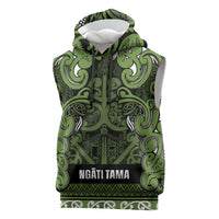 Aotearoa Iwi Ngāti Tama ki Taranaki Trust Sleeveless Hoodie Maori Wharenui House Tribal Pattern LT9 Lime - Polynesian Pride