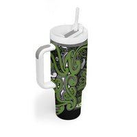 Aotearoa Iwi Ngāti Tama ki Taranaki Trust Tumbler With Handle Maori Wharenui House Tribal Pattern LT9 - Polynesian Pride