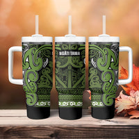 Aotearoa Iwi Ngāti Tama ki Taranaki Trust Tumbler With Handle Maori Wharenui House Tribal Pattern LT9 - Polynesian Pride