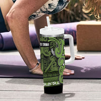 Aotearoa Iwi Ngāti Tama ki Taranaki Trust Tumbler With Handle Maori Wharenui House Tribal Pattern LT9 - Polynesian Pride