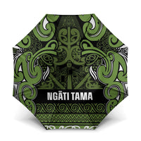 Aotearoa Iwi Ngāti Tama ki Taranaki Trust Umbrella Maori Wharenui House Tribal Pattern LT9 One Size Folded 11.42 inch Opened Diameter 37.4 inch Lime - Polynesian Pride