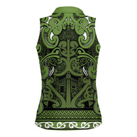 Aotearoa Iwi Ngāti Tama ki Taranaki Trust Women Sleeveless Polo Shirt Maori Wharenui House Tribal Pattern LT9 - Polynesian Pride