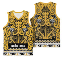 Aotearoa Iwi Ngāti Tama ki Te Waipounamu Trust Basketball Jersey Maori Wharenui House Tribal Pattern LT9 - Polynesian Pride