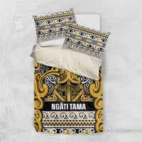 Aotearoa Iwi Ngāti Tama ki Te Waipounamu Trust Bedding Set Maori Wharenui House Tribal Pattern LT9 US Twin 172cm x 218cm Gold - Polynesian Pride