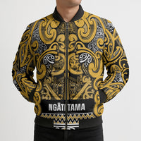 Aotearoa Iwi Ngāti Tama ki Te Waipounamu Trust Bomber Puffer Jacket Maori Wharenui House Tribal Pattern LT9 - Polynesian Pride