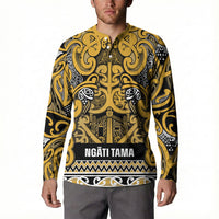 Aotearoa Iwi Ngāti Tama ki Te Waipounamu Trust Button Sweatshirt Maori Wharenui House Tribal Pattern LT9 - Polynesian Pride