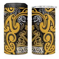 Aotearoa Iwi Ngāti Tama ki Te Waipounamu Trust 4 in 1 Can Cooler Tumbler Maori Wharenui House Tribal Pattern LT9 One Size: 16 oz Gold - Polynesian Pride