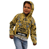 Aotearoa Iwi Ngāti Tama ki Te Waipounamu Trust Kid Hoodie Maori Wharenui House Tribal Pattern LT9 - Polynesian Pride