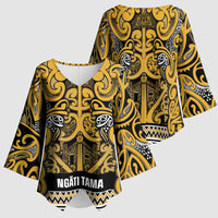 Aotearoa Iwi Ngāti Tama ki Te Waipounamu Trust Kimono Sleeve Blouse Maori Wharenui House Tribal Pattern LT9 - Polynesian Pride