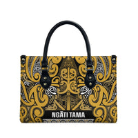 Aotearoa Iwi Ngāti Tama ki Te Waipounamu Trust Leather Bag Maori Wharenui House Tribal Pattern LT9 - Polynesian Pride
