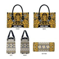 Aotearoa Iwi Ngāti Tama ki Te Waipounamu Trust Leather Bag Maori Wharenui House Tribal Pattern LT9 - Polynesian Pride