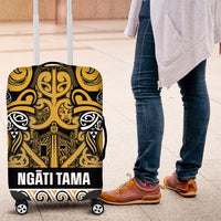 Aotearoa Iwi Ngāti Tama ki Te Waipounamu Trust Luggage Cover Maori Wharenui House Tribal Pattern LT9 Gold - Polynesian Pride