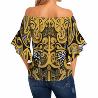 Aotearoa Iwi Ngāti Tama ki Te Waipounamu Trust Off Shoulder Wrap Waist Top Maori Wharenui House Tribal Pattern LT9 - Polynesian Pride