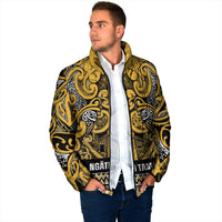 Aotearoa Iwi Ngāti Tama ki Te Waipounamu Trust Padded Jacket Maori Wharenui House Tribal Pattern LT9 - Polynesian Pride