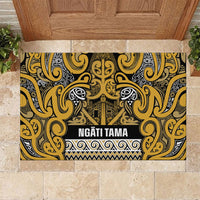 Aotearoa Iwi Ngāti Tama ki Te Waipounamu Trust Rubber Doormat Maori Wharenui House Tribal Pattern LT9 Gold - Polynesian Pride
