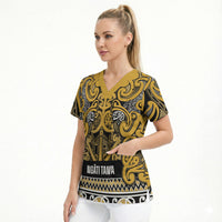 Aotearoa Iwi Ngāti Tama ki Te Waipounamu Trust Scrub Top Maori Wharenui House Tribal Pattern LT9 - Polynesian Pride