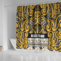 Aotearoa Iwi Ngāti Tama ki Te Waipounamu Trust Shower Curtain Maori Wharenui House Tribal Pattern LT9 - Polynesian Pride