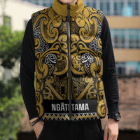 Aotearoa Iwi Ngāti Tama ki Te Waipounamu Trust Sleeveless Puffer Jacket Maori Wharenui House Tribal Pattern LT9 - Polynesian Pride