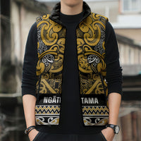 Aotearoa Iwi Ngāti Tama ki Te Waipounamu Trust Sleeveless Puffer Jacket Maori Wharenui House Tribal Pattern LT9 - Polynesian Pride