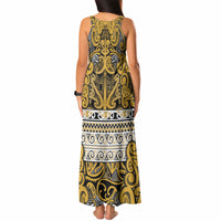 Aotearoa Iwi Ngāti Tama ki Te Waipounamu Trust Tank Maxi Dress Maori Wharenui House Tribal Pattern LT9 - Polynesian Pride