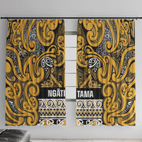 Aotearoa Iwi Ngāti Tama ki Te Waipounamu Trust Window Curtain Maori Wharenui House Tribal Pattern LT9 With Hooks Gold - Polynesian Pride