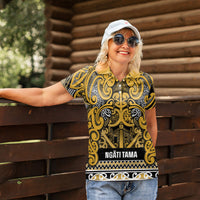 Aotearoa Iwi Ngāti Tama ki Te Waipounamu Trust Women Polo Shirt Maori Wharenui House Tribal Pattern LT9 - Polynesian Pride
