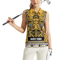 Aotearoa Iwi Ngāti Tama ki Te Waipounamu Trust Women Sleeveless Polo Shirt Maori Wharenui House Tribal Pattern LT9 - Polynesian Pride