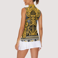 Aotearoa Iwi Ngāti Tama ki Te Waipounamu Trust Women Sleeveless Polo Shirt Maori Wharenui House Tribal Pattern LT9 - Polynesian Pride