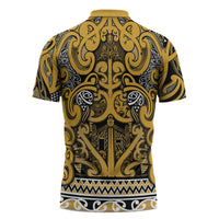 Aotearoa Iwi Ngāti Tama ki Te Waipounamu Trust Zipper Polo Shirt Maori Wharenui House Tribal Pattern LT9 - Polynesian Pride