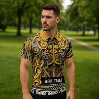 Aotearoa Iwi Ngāti Tama ki Te Waipounamu Trust Zipper Polo Shirt Maori Wharenui House Tribal Pattern LT9 - Polynesian Pride