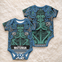 Aotearoa Iwi Ngati Mutunga Baby Onesie Maori Wharenui House Tribal Pattern