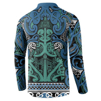Aotearoa Iwi Ngati Mutunga Button Sweatshirt Maori Wharenui House Tribal Pattern