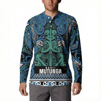 Aotearoa Iwi Ngati Mutunga Button Sweatshirt Maori Wharenui House Tribal Pattern
