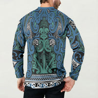 Aotearoa Iwi Ngati Mutunga Button Sweatshirt Maori Wharenui House Tribal Pattern
