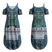 Aotearoa Iwi Ngati Mutunga Couples Matching Summer Maxi Dress and Long Sleeve Button Shirt Maori Wharenui House Tribal Pattern