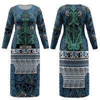 Aotearoa Iwi Ngati Mutunga Family Matching Long Sleeve Bodycon Dress and Hawaiian Shirt Maori Wharenui House Tribal Pattern