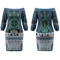Aotearoa Iwi Ngati Mutunga Family Matching Off The Shoulder Long Sleeve Dress and Hawaiian Shirt Maori Wharenui House Tribal Pattern