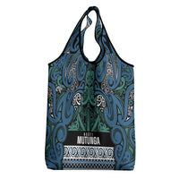 Aotearoa Iwi Ngati Mutunga Grocery Bag Maori Wharenui House Tribal Pattern