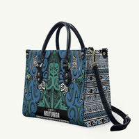 Aotearoa Iwi Ngati Mutunga Leather Bag Maori Wharenui House Tribal Pattern