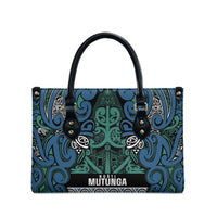 Aotearoa Iwi Ngati Mutunga Leather Bag Maori Wharenui House Tribal Pattern
