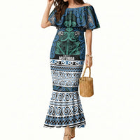 Aotearoa Iwi Ngati Mutunga Mermaid Dress Maori Wharenui House Tribal Pattern