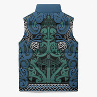 Aotearoa Iwi Ngati Mutunga Sleeveless Puffer Jacket Maori Wharenui House Tribal Pattern